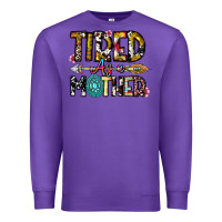 Purple Tired As a Mother Premium Sweatshirt - CowhideDigitalArt