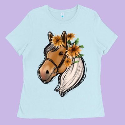 Floral Horse Ladies Tee Designed By Jasminsmagicworld