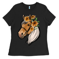 Black floral horse Ladies Tee - Jasminsmagicworld