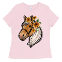 Bubblegum Pink floral horse Ladies Tee - Jasminsmagicworld