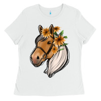 White floral horse Ladies Tee - Jasminsmagicworld