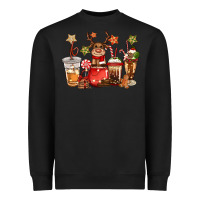 Black christmas reindeer coffee Heavyweight Sweatshirt - CowGirlArtShop