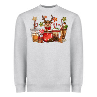 Heather Grey christmas reindeer coffee Heavyweight Sweatshirt - CowGirlArtShop