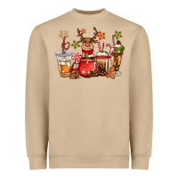 Mushroom christmas reindeer coffee Heavyweight Sweatshirt - CowGirlArtShop