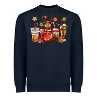 Navy christmas reindeer coffee Heavyweight Sweatshirt - CowGirlArtShop