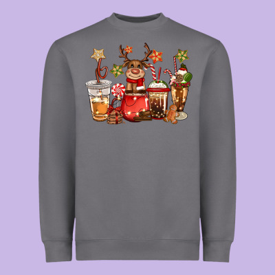 Christmas Reindeer Coffee Heavyweight Sweatshirt Designed By Cowgirlartshop