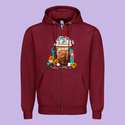 Dentist Frappe Coffee Zipper Hoodie Designed By Fadigitalartstudio