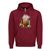 Burgundy Dentist Frappe Coffee Zipper Hoodie - FaDigitalArtStudio