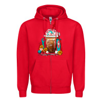 Red Dentist Frappe Coffee Zipper Hoodie - FaDigitalArtStudio