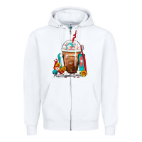 White Dentist Frappe Coffee Zipper Hoodie - FaDigitalArtStudio