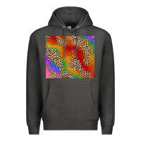 Charcoal Heather Pride rainbow leopard design Premium Hoodie - FaDigitalArtStudio