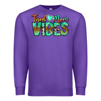 Purple Tired Mom Vibes Premium Sweatshirt - CowhideDigitalArt