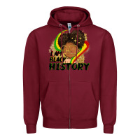 Burgundy I am black history Zipper Hoodie - FaDigitalArtStudio