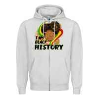 Dove Grey I am black history Zipper Hoodie - FaDigitalArtStudio