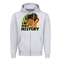 Heather Grey I am black history Zipper Hoodie - FaDigitalArtStudio
