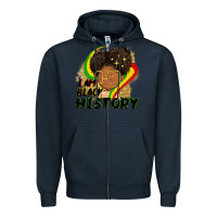 Navy I am black history Zipper Hoodie - FaDigitalArtStudio
