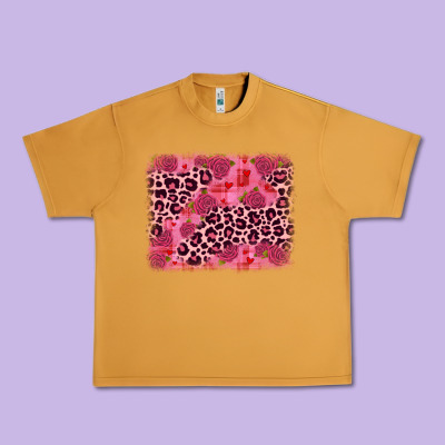 Valentine's Day Roses Leopard Background Urban Heavy Tee Designed By Jahusdesignshop