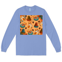 Colony Blue Fall Pumpkins Autumn Coffee Long Sleeve Tee - texasbilliewilder