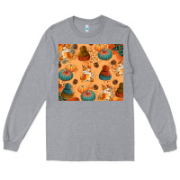 Heather Grey Fall Pumpkins Autumn Coffee Long Sleeve Tee - texasbilliewilder