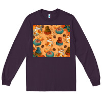 Plum Fall Pumpkins Autumn Coffee Long Sleeve Tee - texasbilliewilder