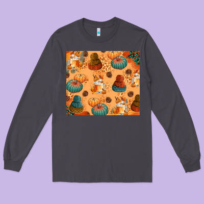 Fall Pumpkins Autumn Coffee Long Sleeve Tee Designed By Texasbilliewilder