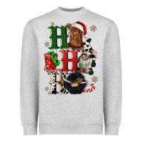 Heather Grey ho ho ho heifer cow gnomies Heavyweight Sweatshirt - CowGirlArtShop