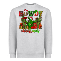 Heather Grey howdy christmas with cactusses Heavyweight Sweatshirt - CowGirlArtShop