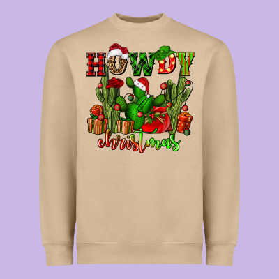 Howdy Christmas With Cactusses Heavyweight Sweatshirt Designed By Cowgirlartshop