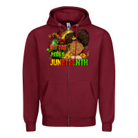 Burgundy Little miss Juneteenth Zipper Hoodie - FaDigitalArtStudio