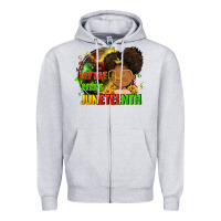 Heather Grey Little miss Juneteenth Zipper Hoodie - FaDigitalArtStudio
