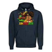 Navy Little miss Juneteenth Zipper Hoodie - FaDigitalArtStudio