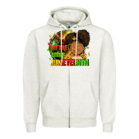Oatmeal Heather Little miss Juneteenth Zipper Hoodie - FaDigitalArtStudio