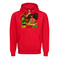 Red Little miss Juneteenth Zipper Hoodie - FaDigitalArtStudio