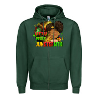 Sports Green Little miss Juneteenth Zipper Hoodie - FaDigitalArtStudio