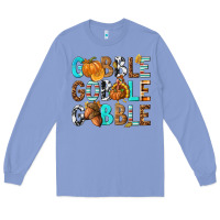 Colony Blue Gobble Gobble Gobble with Turkey Long Sleeve Tee - texasbilliewilder