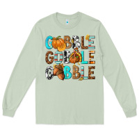 Matcha Gobble Gobble Gobble with Turkey Long Sleeve Tee - texasbilliewilder