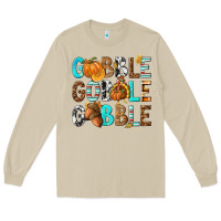 Mushroom Gobble Gobble Gobble with Turkey Long Sleeve Tee - texasbilliewilder