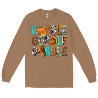Toasted Coconut Gobble Gobble Gobble with Turkey Long Sleeve Tee - texasbilliewilder