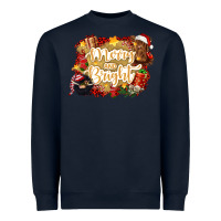 Navy merry and bright Heavyweight Sweatshirt - CowGirlArtShop