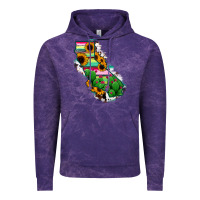 Cloud Purple California Map Sunflower Cactus Serape Vintage Hoodie - RanaPortraitStore