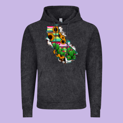 California Map Sunflower Cactus Serape Vintage Hoodie Designed By Ranaportraitstore