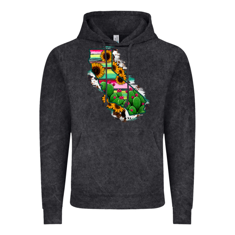 California Map Sunflower Cactus Serape Vintage Hoodie by RanaPortraitStore | Teevron