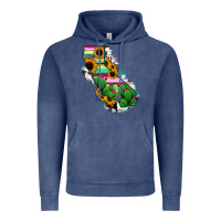 Vintage Denim California Map Sunflower Cactus Serape Vintage Hoodie - RanaPortraitStore