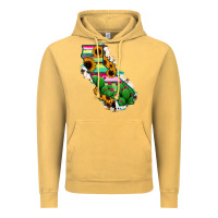 Vintage Mustard California Map Sunflower Cactus Serape Vintage Hoodie - RanaPortraitStore
