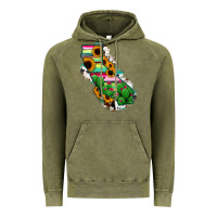 Vintage Olive California Map Sunflower Cactus Serape Vintage Hoodie - RanaPortraitStore