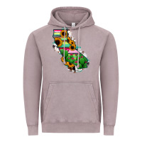 Vintage Zinc California Map Sunflower Cactus Serape Vintage Hoodie - RanaPortraitStore