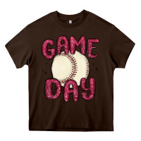 Chocolate Brown game day baseball Heavy Core Tee - MaliasSmallBusiness