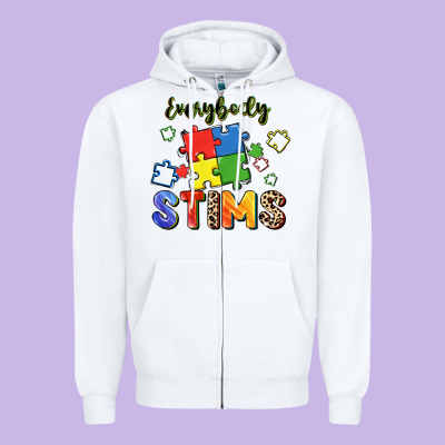 Everybody Stims Zipper Hoodie Designed By Fadigitalartstudio