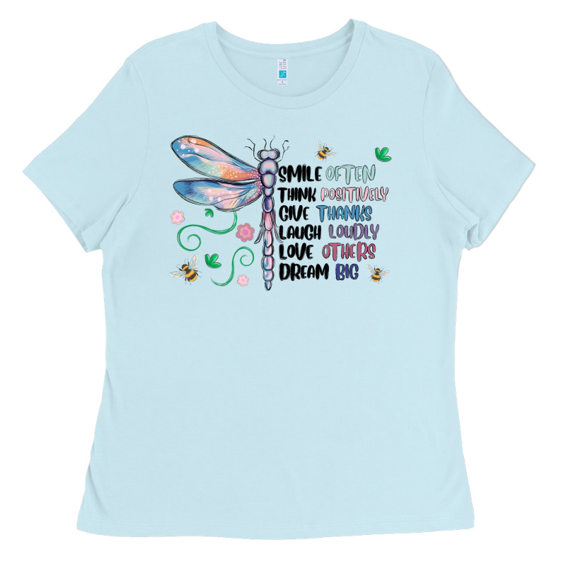 Dragonfly Smile Tink Give Laugh Love Dream Ladies Tee by MaliasSmallBusiness | Teevron
