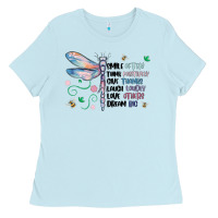 Baby Blue dragonfly smile tink give laugh love dream Ladies Tee - MaliasSmallBusiness